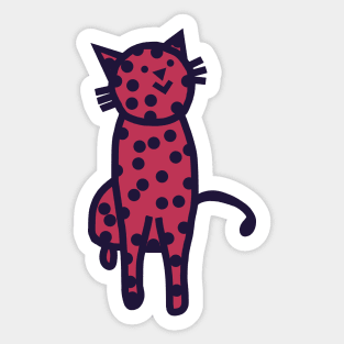 Spotty Kitty Cat in Viva Magenta Color of the Year 2023 Sticker